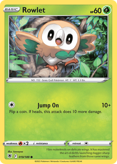 Carta Rowlet 19/189 do set Astral Radiance — Pokémon TCG | Bynx