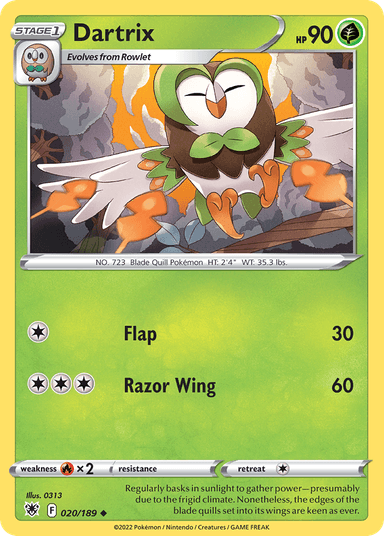 Carta Dartrix 20/189 do set Astral Radiance — Pokémon TCG | Bynx