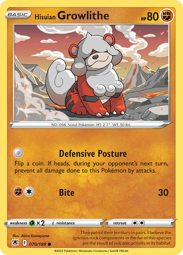 Carta Hisuian Growlithe 70/189 do set Astral Radiance — Pokémon TCG | Bynx