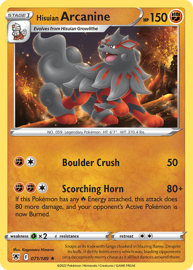 Carta Hisuian Arcanine 71/189 do set Astral Radiance — Pokémon TCG | Bynx
