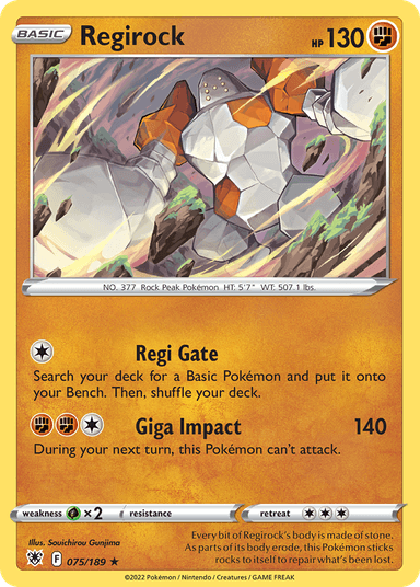 Carta Regirock 75/189 do set Astral Radiance — Pokémon TCG | Bynx