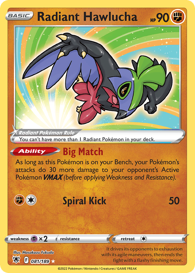 Carta Radiant Hawlucha 81/189 do set Astral Radiance — Pokémon TCG | Bynx