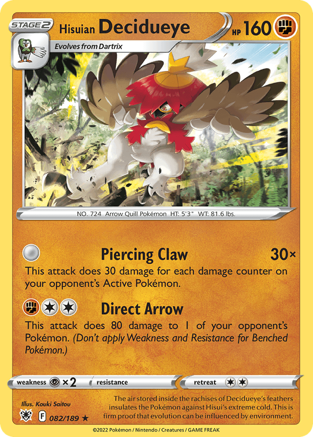 Carta Hisuian Decidueye 82/189 do set Astral Radiance — Pokémon TCG | Bynx