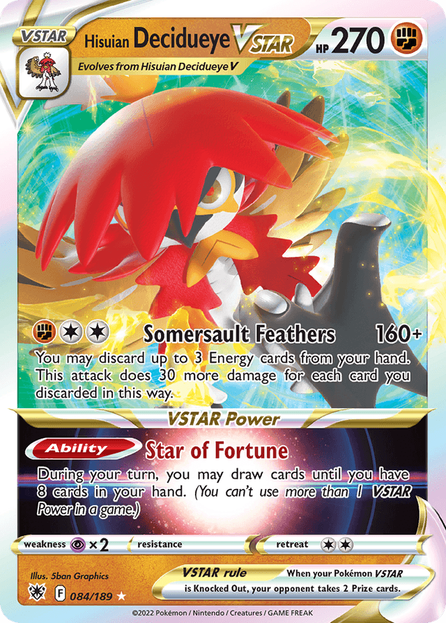 Carta Hisuian Decidueye VSTAR 84/189 do set Astral Radiance — Pokémon TCG | Bynx
