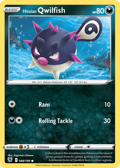 Carta Hisuian Qwilfish 88/189 do set Astral Radiance — Pokémon TCG | Bynx