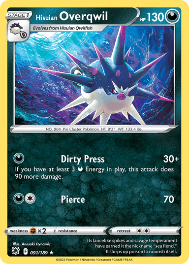 Carta Hisuian Overqwil 91/189 do set Astral Radiance — Pokémon TCG | Bynx