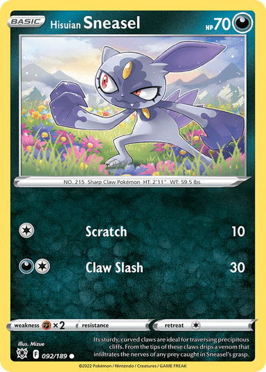 Carta Hisuian Sneasel 92/189 do set Astral Radiance — Pokémon TCG | Bynx