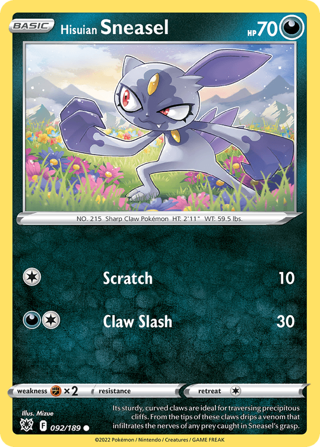 Carta Hisuian Sneasel 92/189 do set Astral Radiance — Pokémon TCG | Bynx