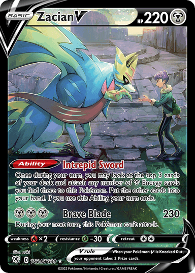 Carta Zacian V TG21/30 do set Astral Radiance Trainer Gallery — Pokémon TCG | Bynx