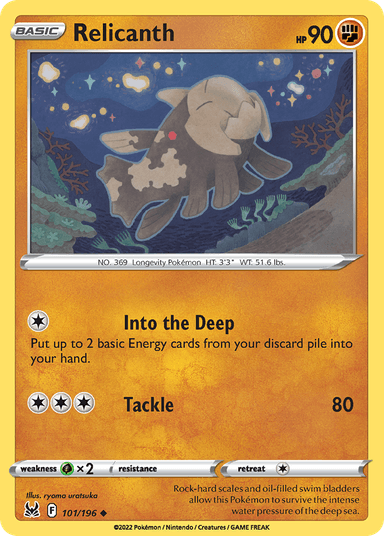 Carta Relicanth 101/196 do set Lost Origin — Pokémon TCG | Bynx
