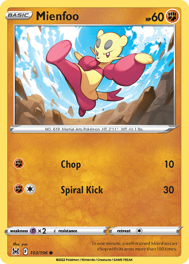 Carta Mienfoo 103/196 do set Lost Origin — Pokémon TCG | Bynx