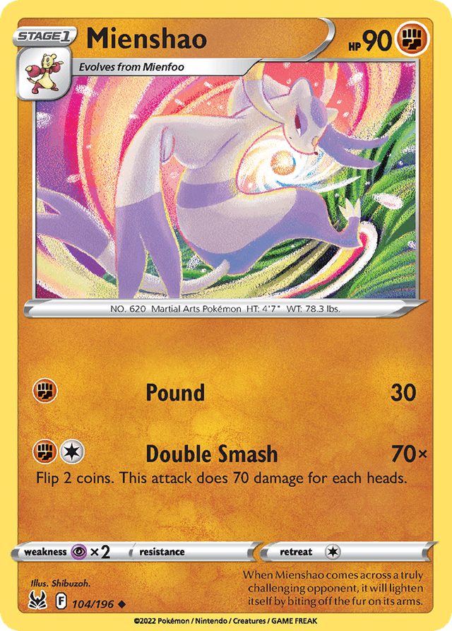 Carta Mienshao 104/196 do set Lost Origin — Pokémon TCG | Bynx