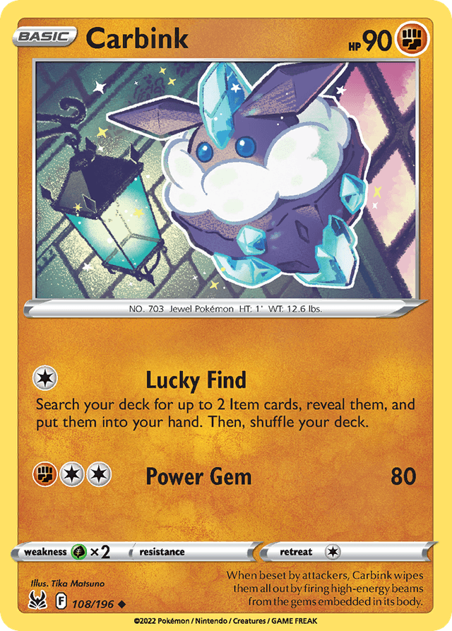 Carta Carbink 108/196 do set Lost Origin — Pokémon TCG | Bynx