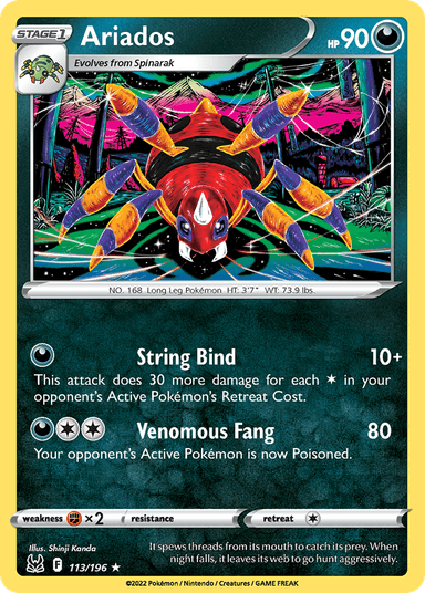 Carta Ariados 113/196 do set Lost Origin — Pokémon TCG | Bynx