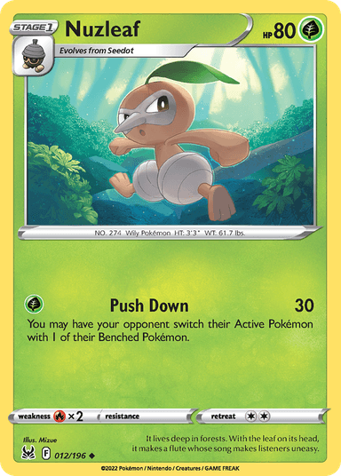 Carta Nuzleaf 12/196 do set Lost Origin — Pokémon TCG | Bynx
