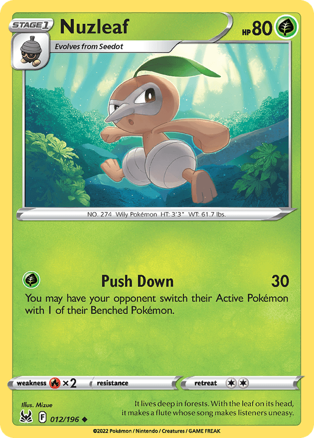 Carta Nuzleaf 12/196 do set Lost Origin — Pokémon TCG | Bynx