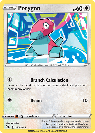 Carta Porygon 140/196 do set Lost Origin — Pokémon TCG | Bynx