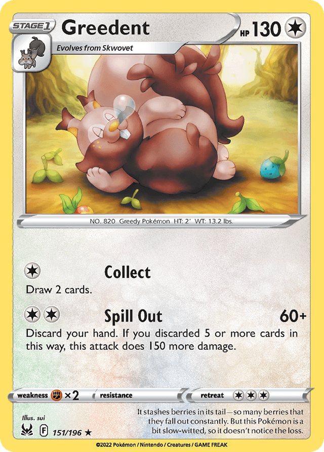 Carta Greedent 151/196 do set Lost Origin — Pokémon TCG | Bynx