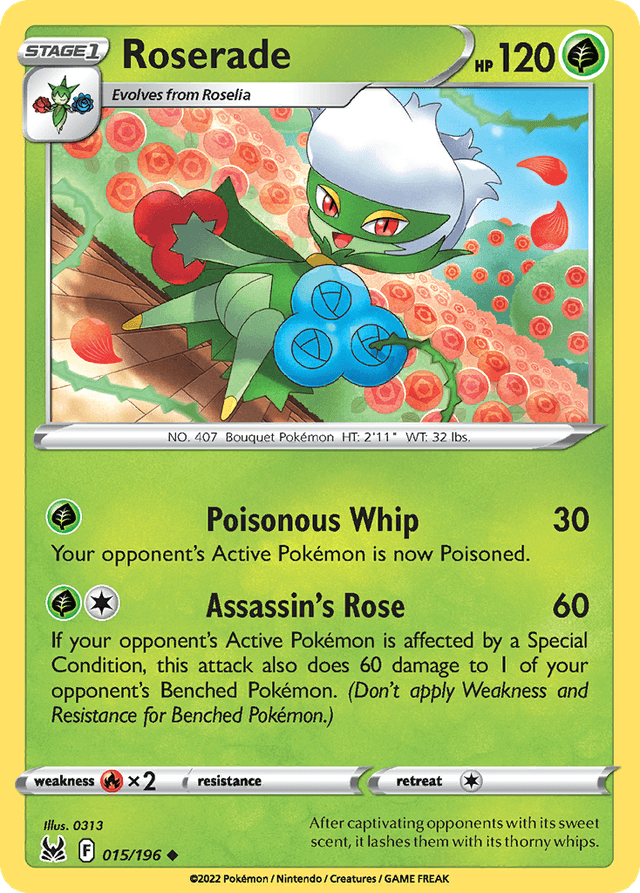 Carta Roserade 15/196 do set Lost Origin — Pokémon TCG | Bynx