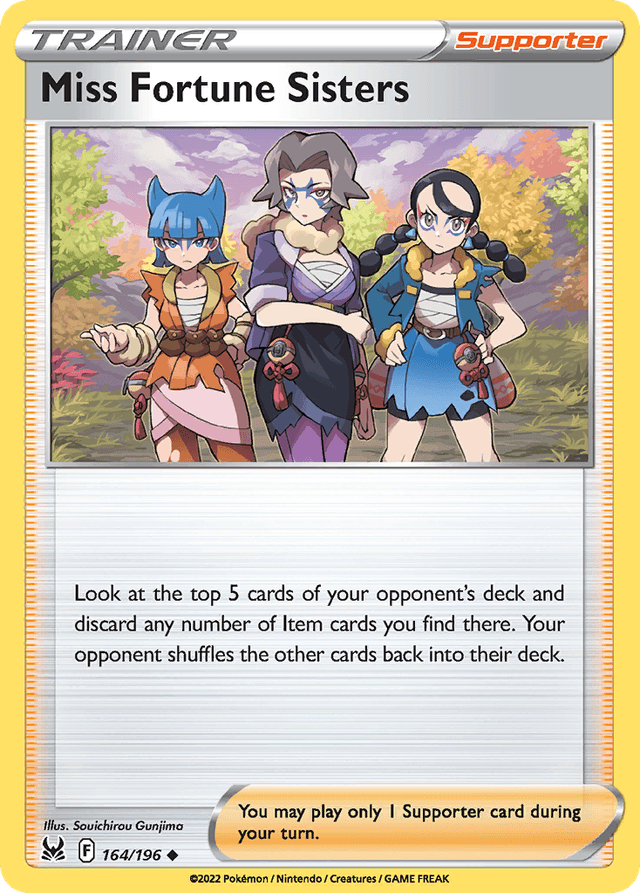 Carta Miss Fortune Sisters 164/196 do set Lost Origin — Pokémon TCG | Bynx