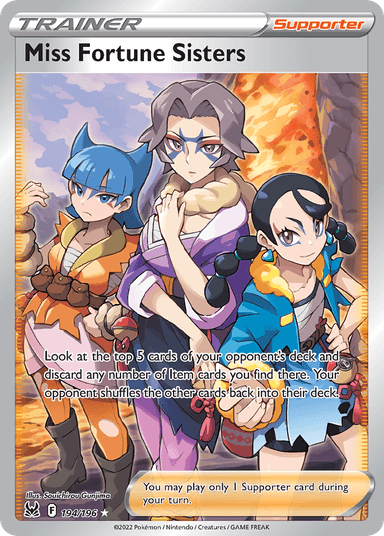 Carta Miss Fortune Sisters 194/196 do set Lost Origin — Pokémon TCG | Bynx