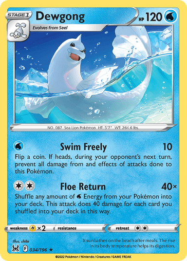Carta Dewgong 34/196 do set Lost Origin — Pokémon TCG | Bynx