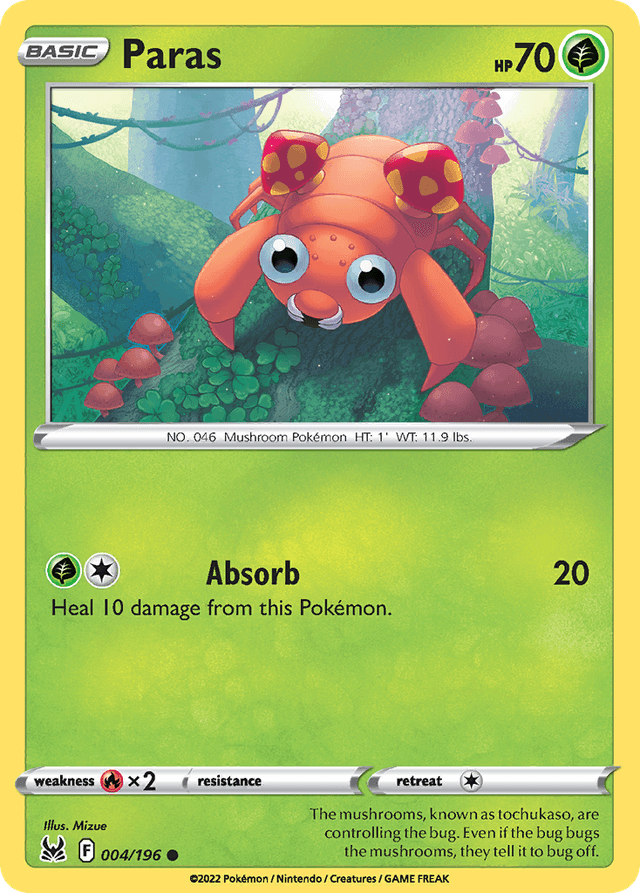Carta Paras 4/196 do set Lost Origin — Pokémon TCG | Bynx