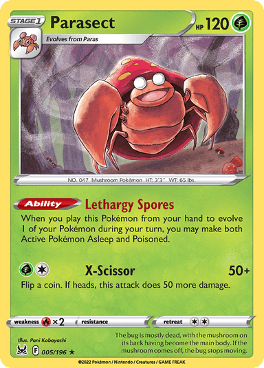 Carta Parasect 5/196 do set Lost Origin — Pokémon TCG | Bynx