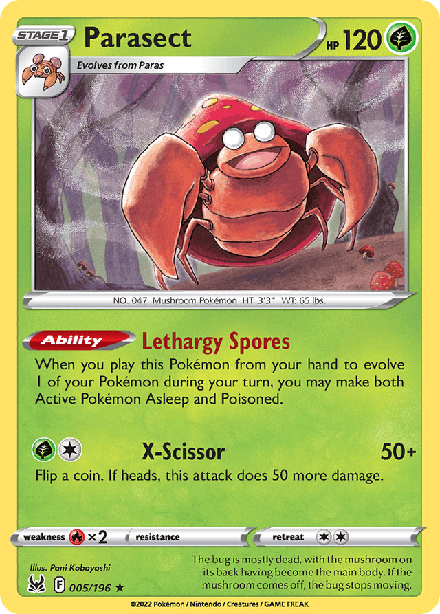 Carta Parasect 5/196 do set Lost Origin — Pokémon TCG | Bynx