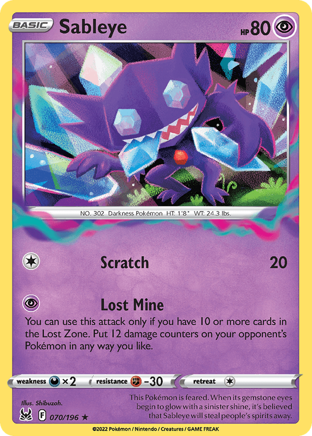 Carta Sableye 70/196 do set Lost Origin — Pokémon TCG | Bynx