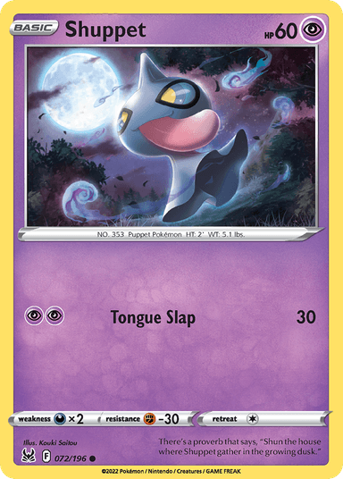 Carta Shuppet 72/196 do set Lost Origin — Pokémon TCG | Bynx