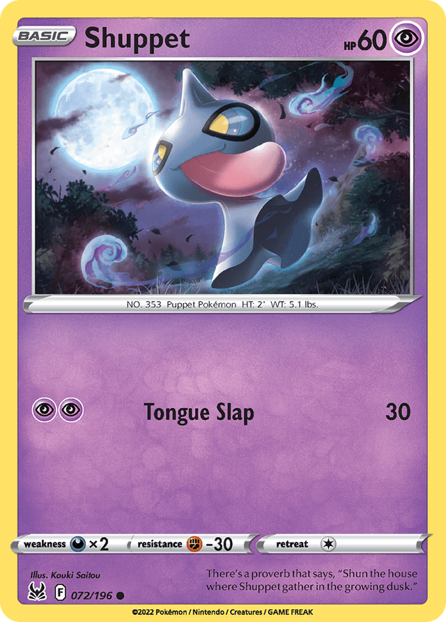 Carta Shuppet 72/196 do set Lost Origin — Pokémon TCG | Bynx