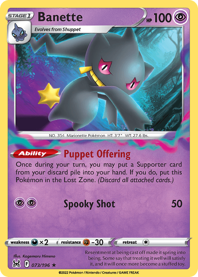 Carta Banette 73/196 do set Lost Origin — Pokémon TCG | Bynx