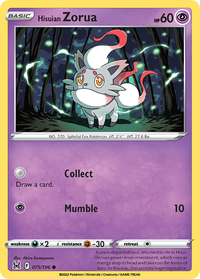 Carta Hisuian Zorua 75/196 do set Lost Origin — Pokémon TCG | Bynx