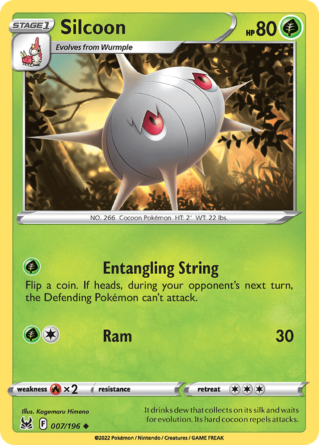 Carta Silcoon 7/196 do set Lost Origin — Pokémon TCG | Bynx