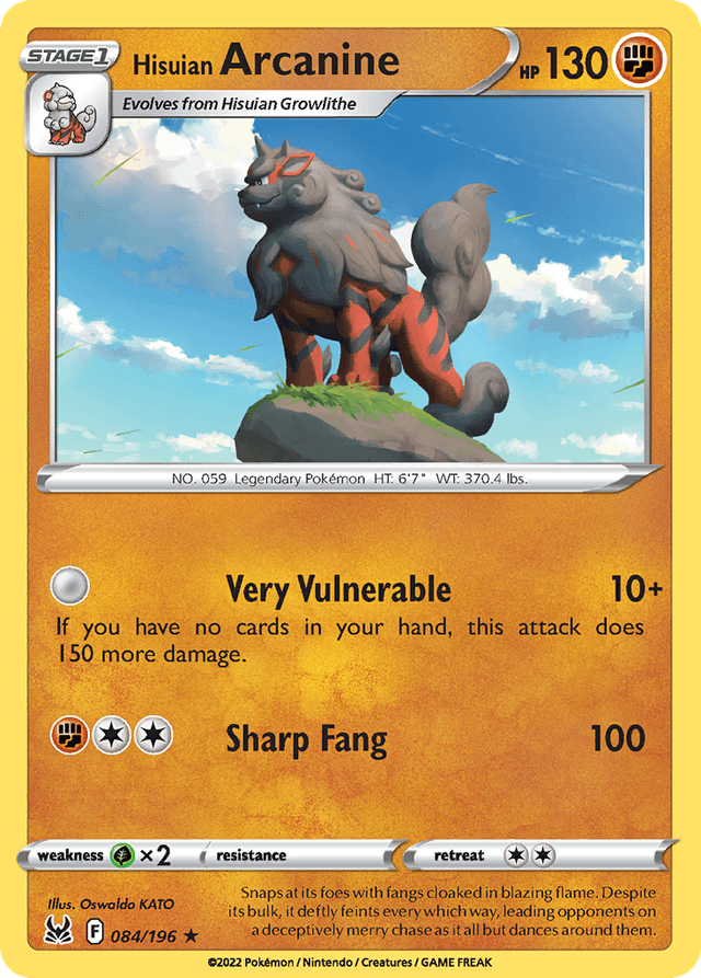 Carta Hisuian Arcanine 84/196 do set Lost Origin — Pokémon TCG | Bynx