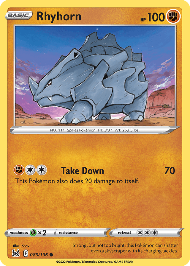 Carta Rhyhorn 89/196 do set Lost Origin — Pokémon TCG | Bynx