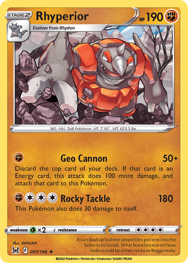 Carta Rhyperior 91/196 do set Lost Origin — Pokémon TCG | Bynx