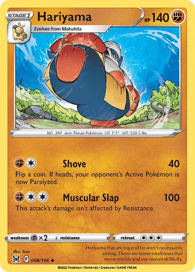 Carta Hariyama 98/196 do set Lost Origin — Pokémon TCG | Bynx