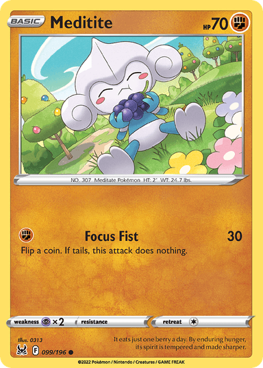 Carta Meditite 99/196 do set Lost Origin — Pokémon TCG | Bynx