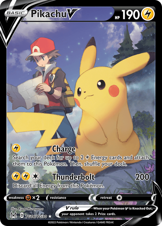 Carta Pikachu V TG16/30 do set Lost Origin Trainer Gallery — Pokémon TCG | Bynx