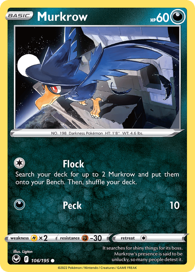 Carta Murkrow 106/195 do set Silver Tempest — Pokémon TCG | Bynx