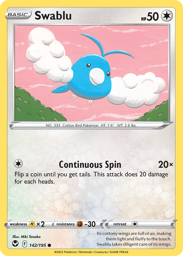 Carta Swablu 142/195 do set Silver Tempest — Pokémon TCG | Bynx