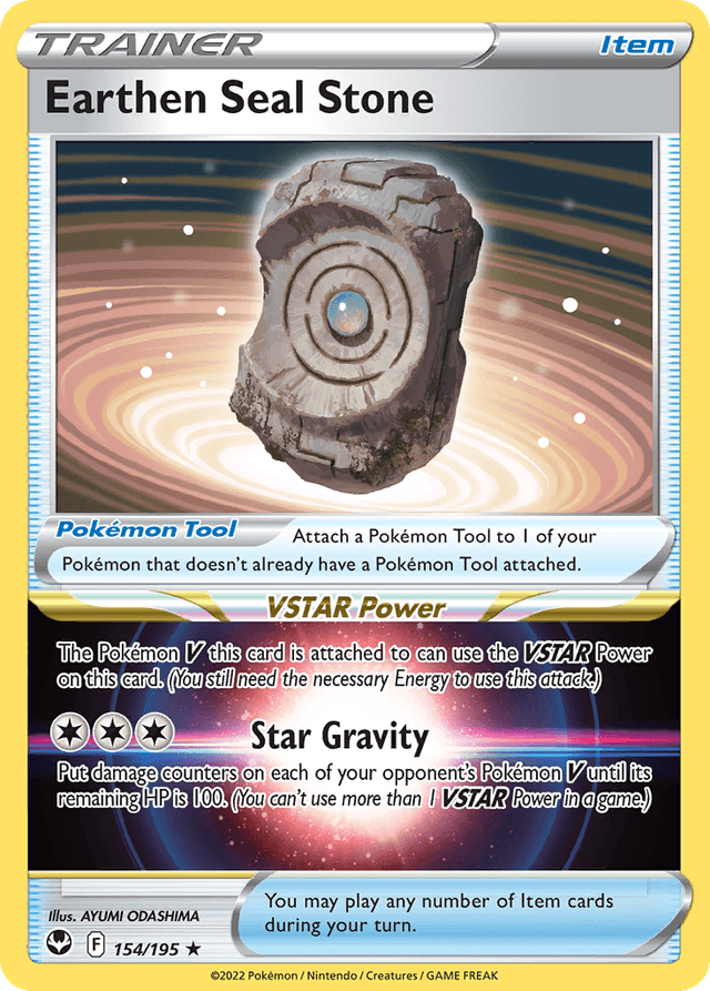 Carta Earthen Seal Stone 154/195 do set Silver Tempest — Pokémon TCG | Bynx