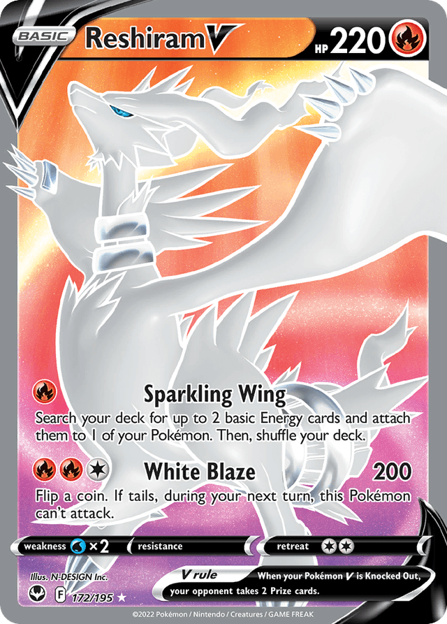 Carta Reshiram V 172/195 do set Silver Tempest — Pokémon TCG | Bynx