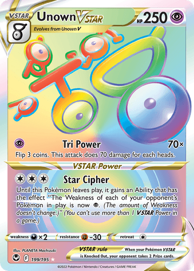 Carta Unown VSTAR 199/195 do set Silver Tempest — Pokémon TCG | Bynx