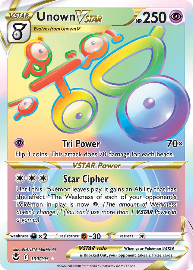 Carta Unown VSTAR 199/195 do set Silver Tempest — Pokémon TCG | Bynx