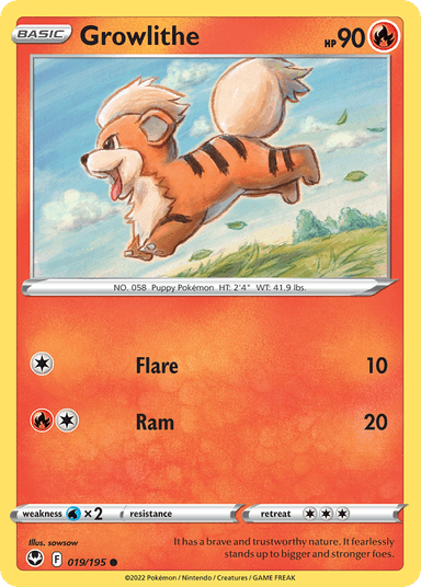 Carta Growlithe 19/195 do set Silver Tempest — Pokémon TCG | Bynx