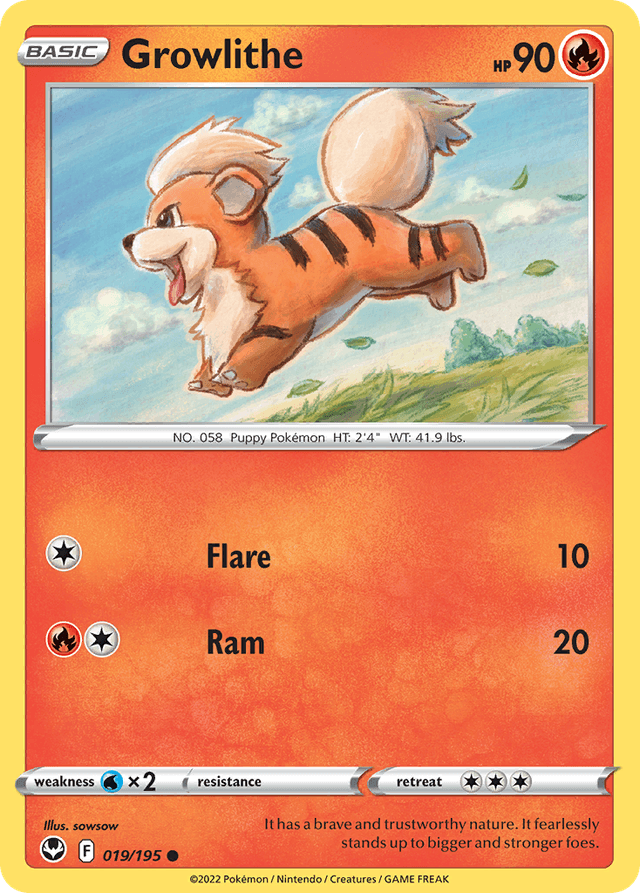 Carta Growlithe 19/195 do set Silver Tempest — Pokémon TCG | Bynx