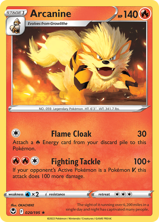 Carta Arcanine 20/195 do set Silver Tempest — Pokémon TCG | Bynx
